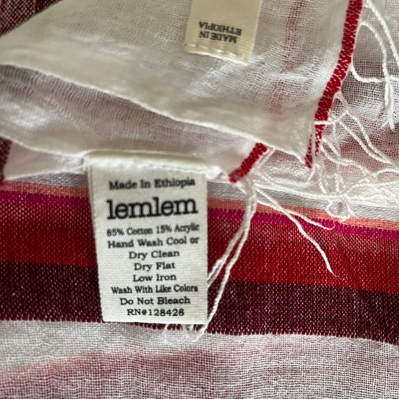 Lemlem By Liya Kebede Ethiopian Striped Cotton Gauze Scarf Stripes & Dots Shawl - Picture 4 of 6